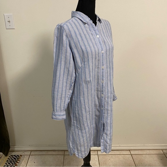 J. Jill Shirt Women’s Size Small Petite Striped linen Striped button up Dress - Picture 4 of 16